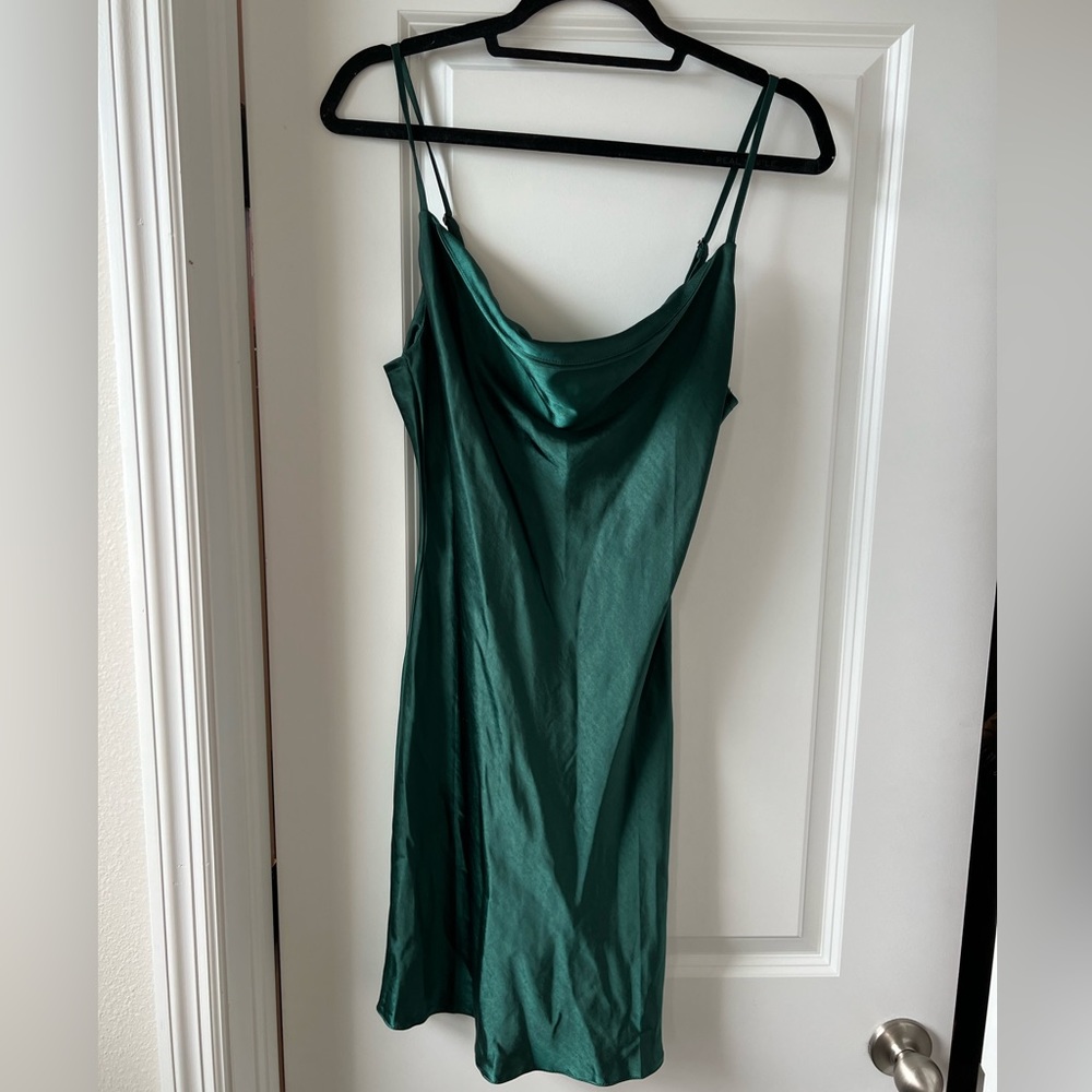 Nasty Gal Mini Slip Dress Green silk